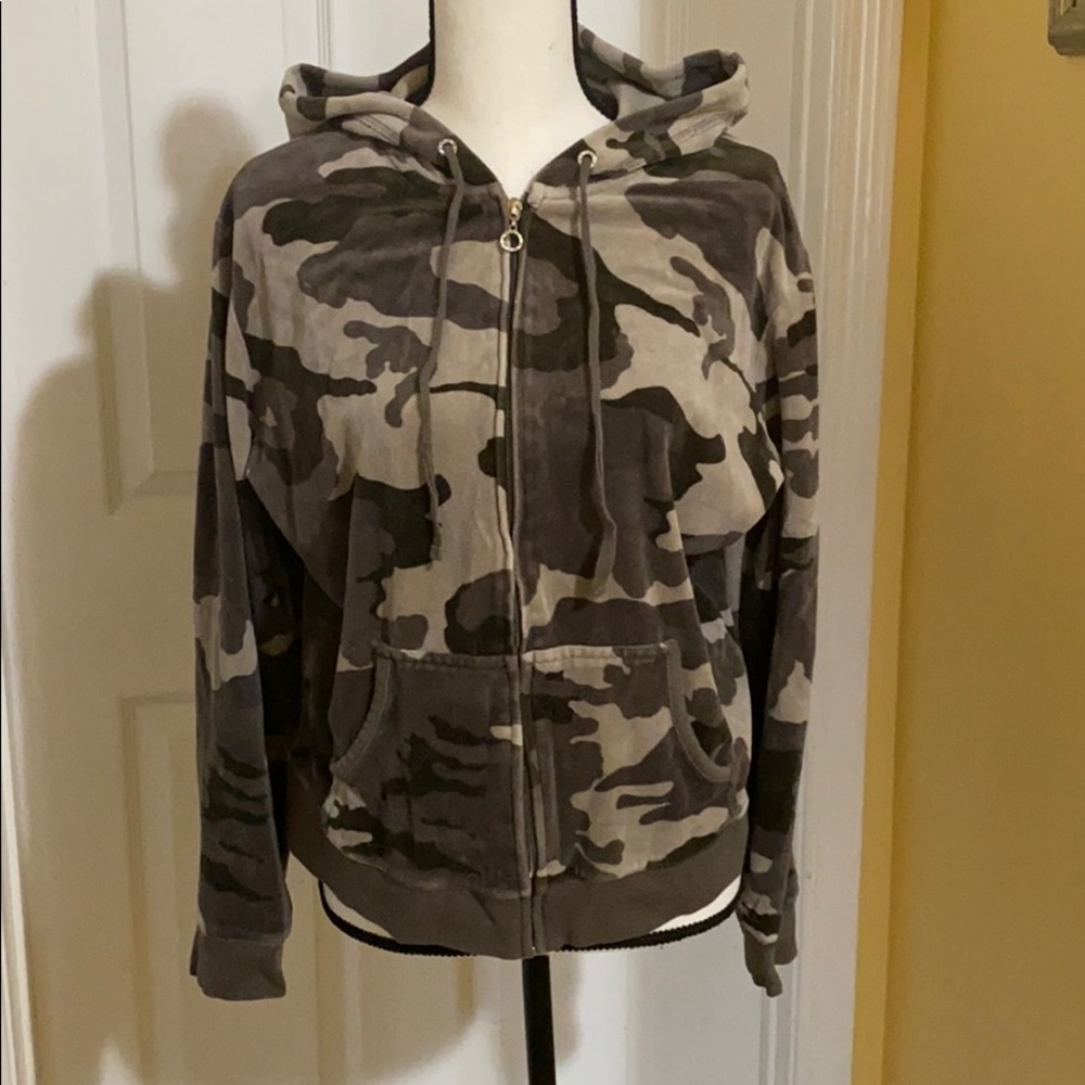 NY&Co Velour Army Camo Zip Up